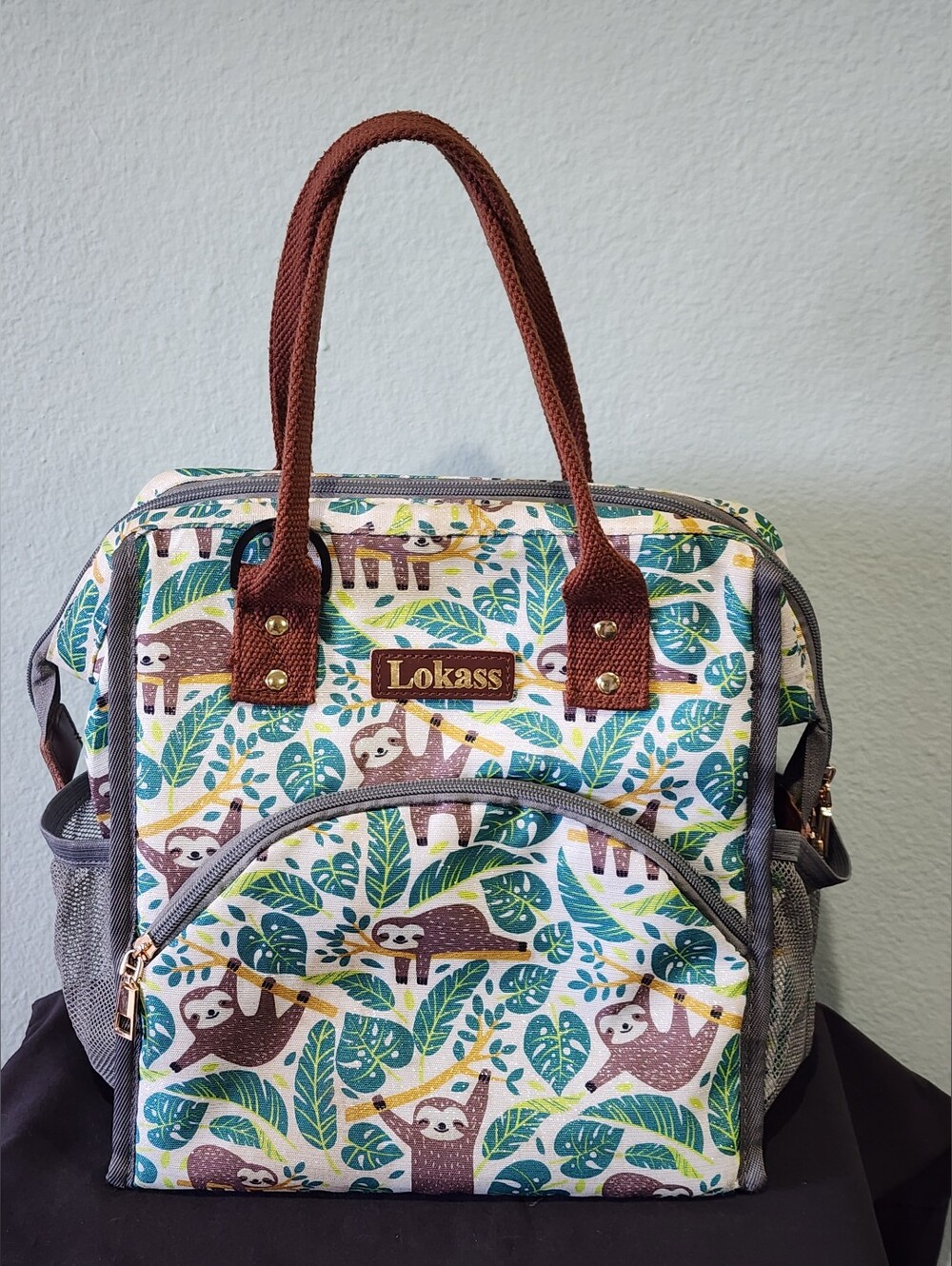 LOKASS | Insulated Lunch Tote Bag | Sloth Tropical Theme